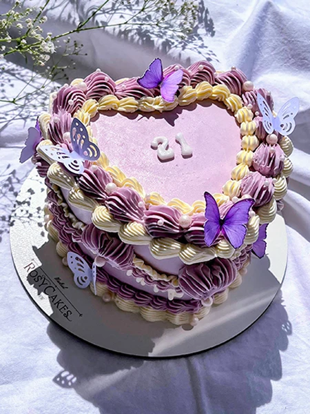 Buttercream Butterfly Heart Cake.