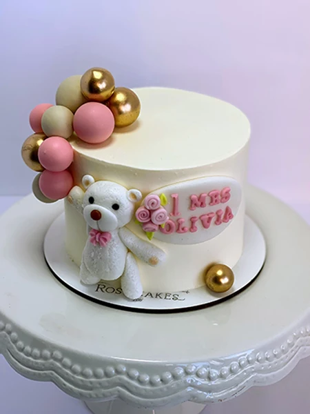 Rosy Cakes | Opening of Rosy Cakes and Café Personalised Cake with Teddy Bear and Balls - Sweetness.