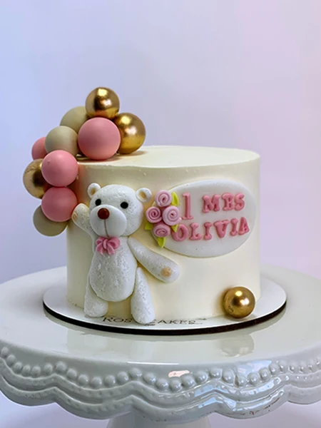 Rosy Cakes | Opening of Rosy Cakes and Café Personalised Cake with Teddy Bear and Balls - Sweetness.