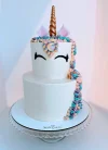 Two-Tier Rainbow Unicorn Cake.