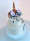 Two-Tier Rainbow Unicorn Cake.