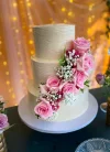 Three Tier Wedding Cake with Natural Flowers - Pink Elegance.