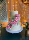 Three Tier Wedding Cake with Natural Flowers - Pink Elegance.