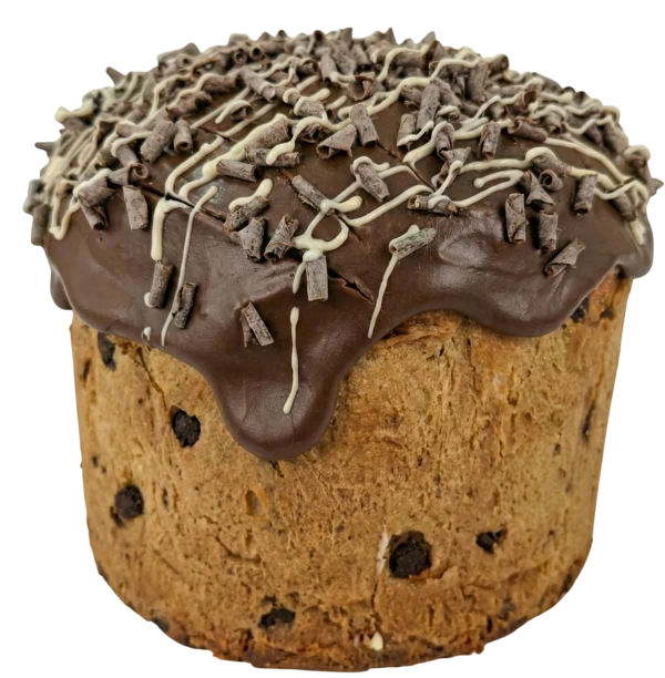 Panettone filled with Choco Tentation - Chocolate ganache and shavings.