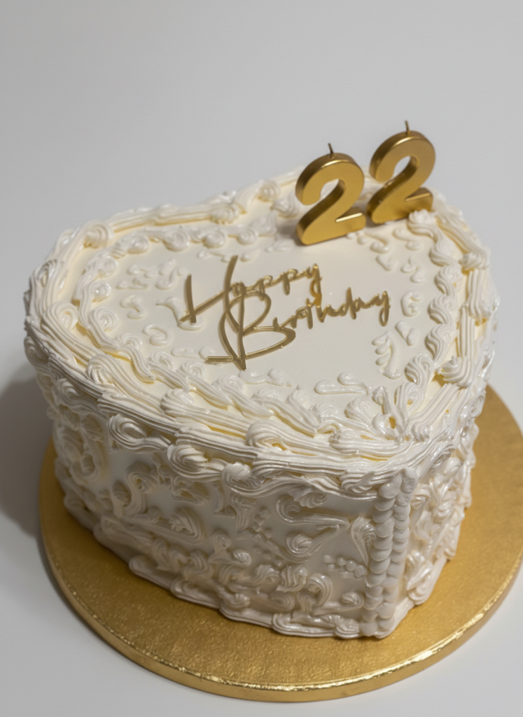 Tarta de Cumpleaños Corazón con Decoración de Crema